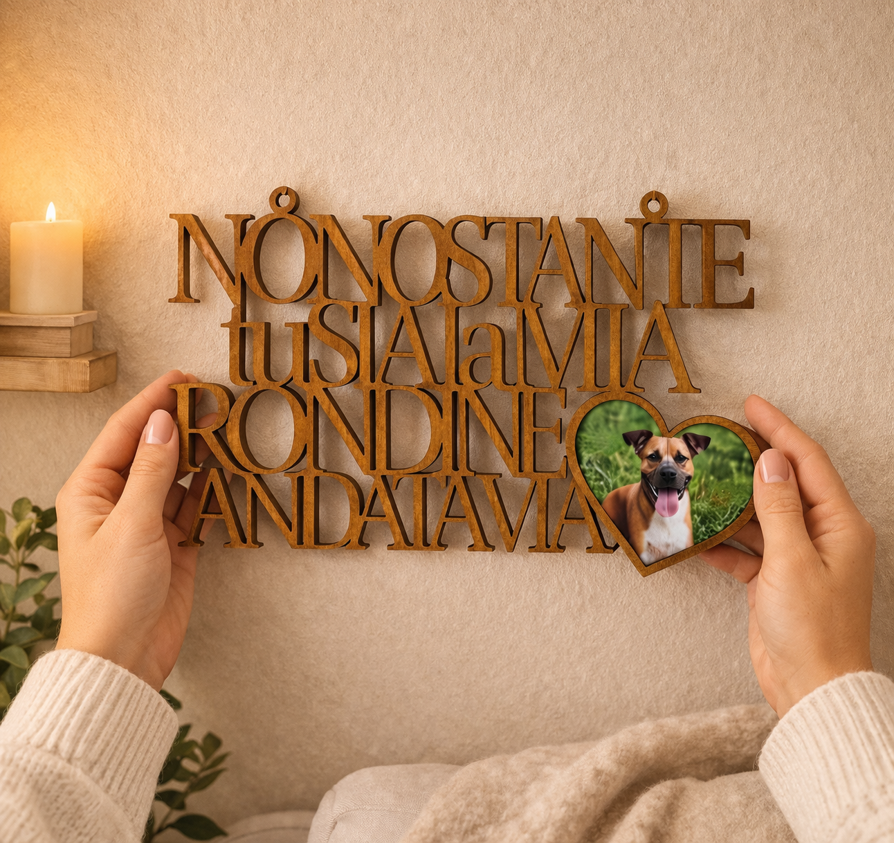 Frase Decorativa in Legno con Foto Personalizzata