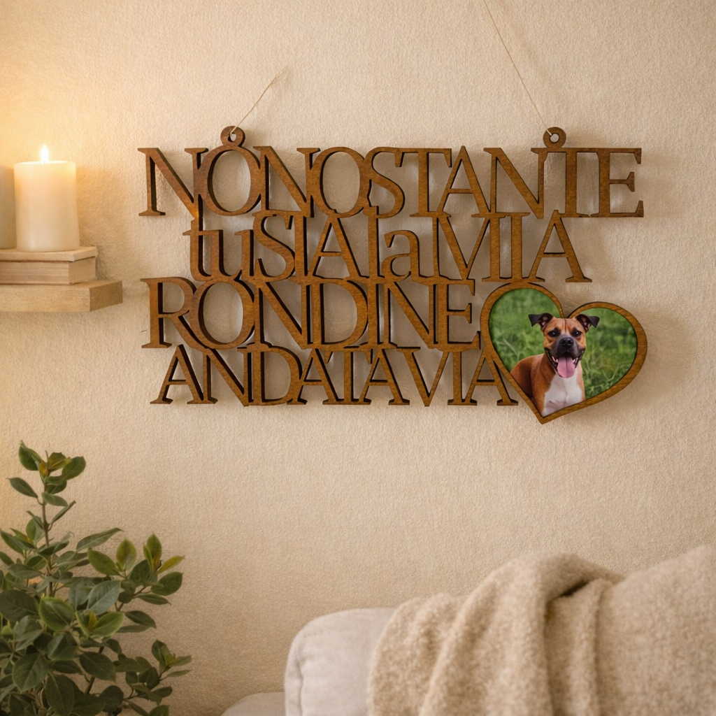 Frase Decorativa in Legno con Foto Personalizzata