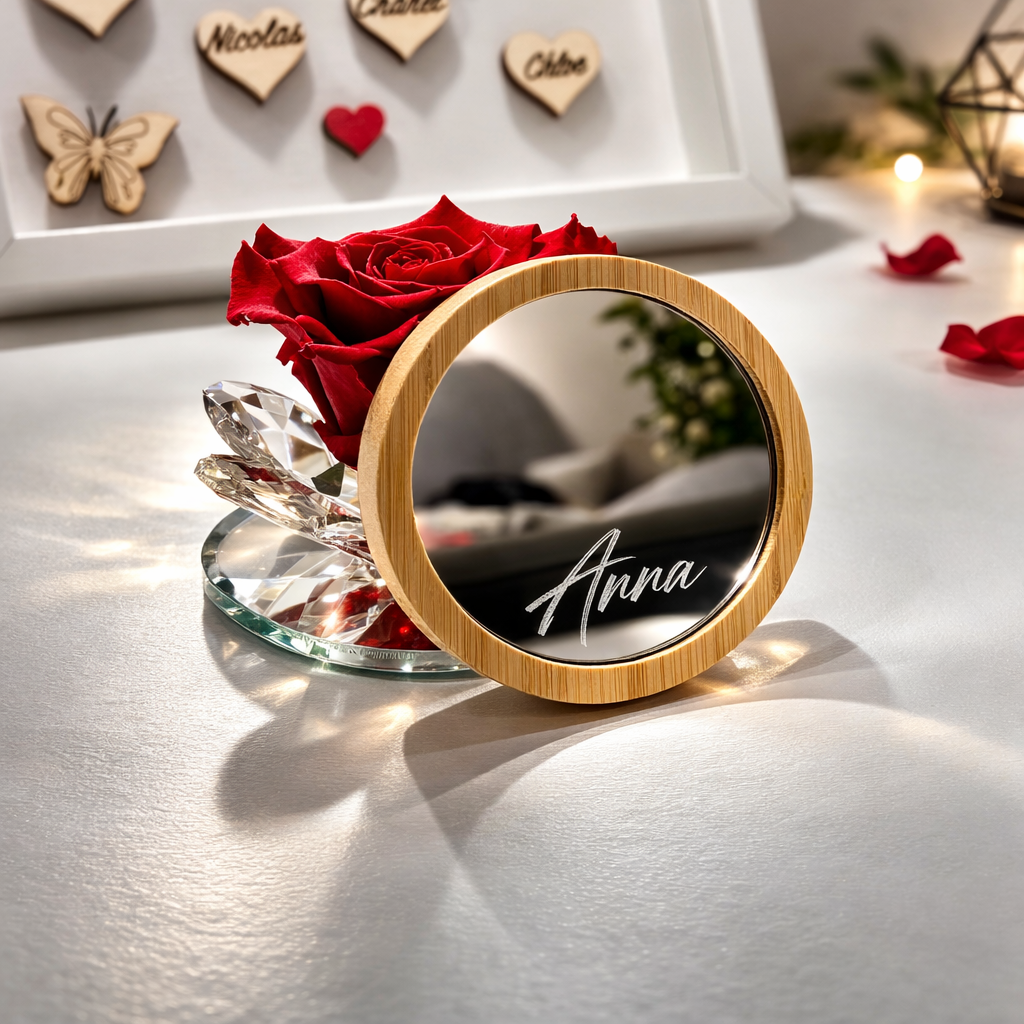 “Riflessi di Luna” – Specchio Artistico da Borsetta